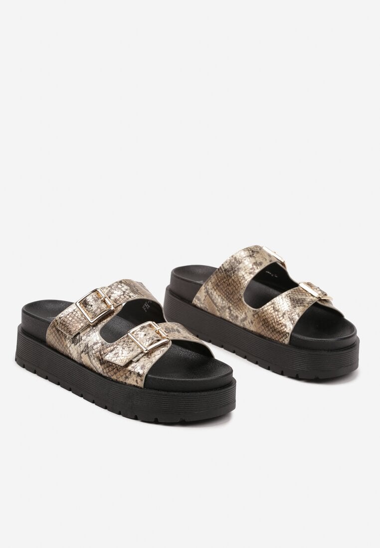 Papuci Kaliora Print piele de șarpe