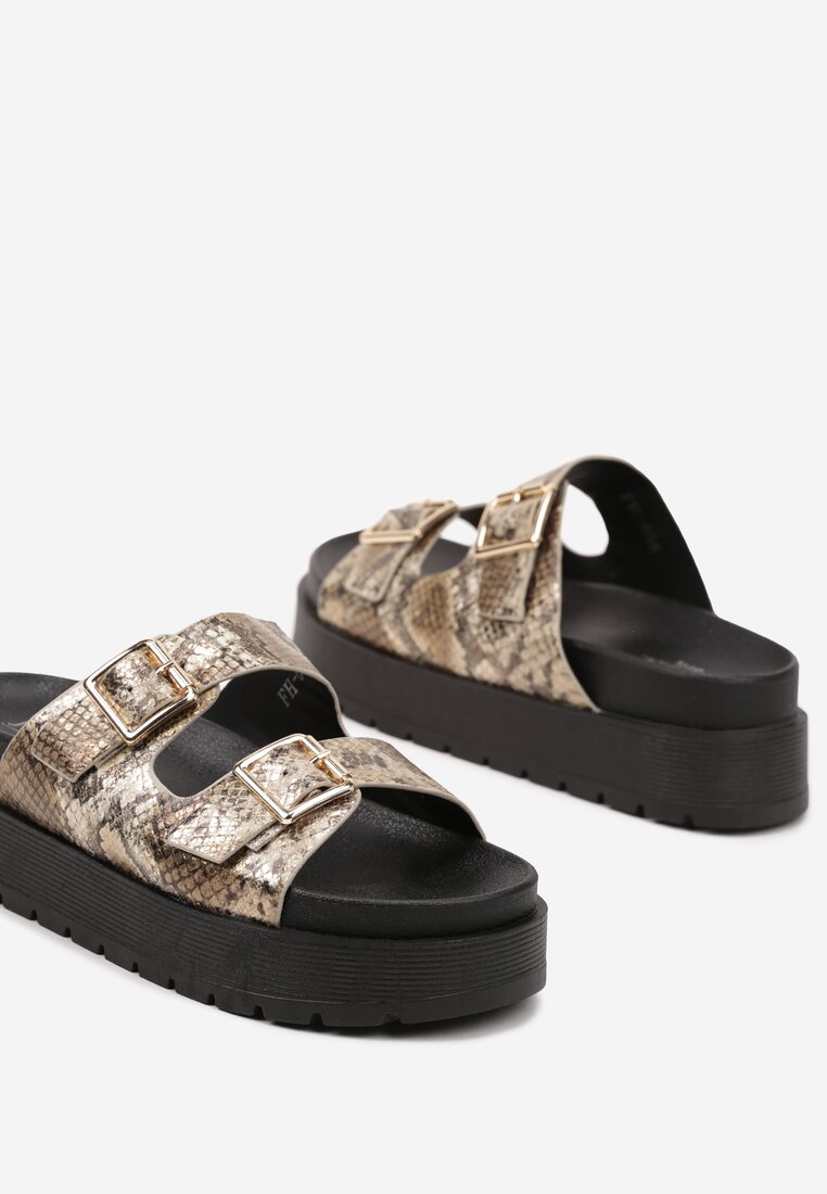 Papuci Kaliora Print piele de șarpe