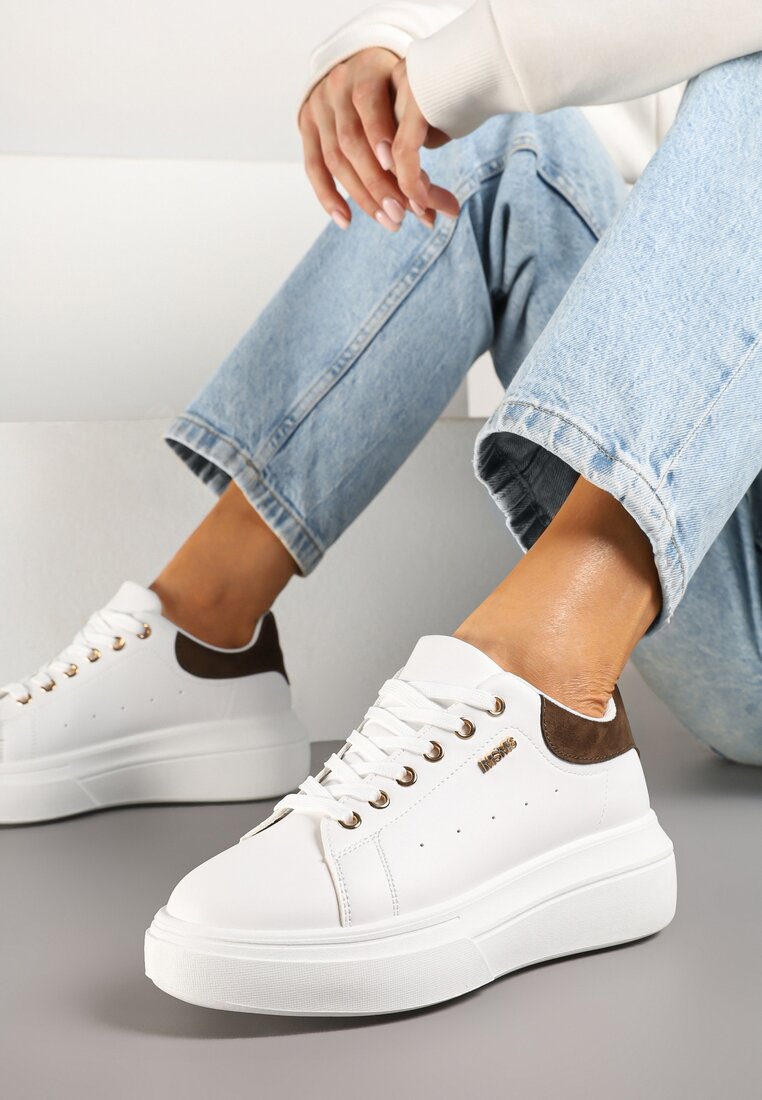 Sneakers Alirisa Alb cu maro