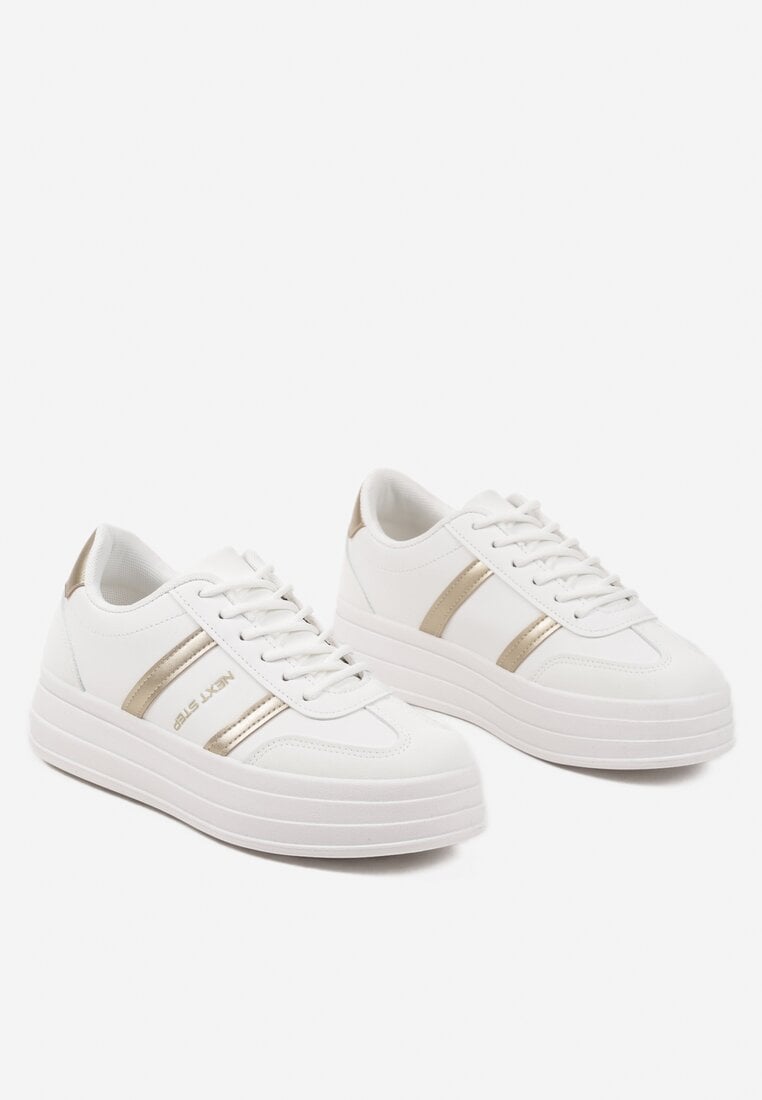 Sneakers Agerla Alb cu auriu