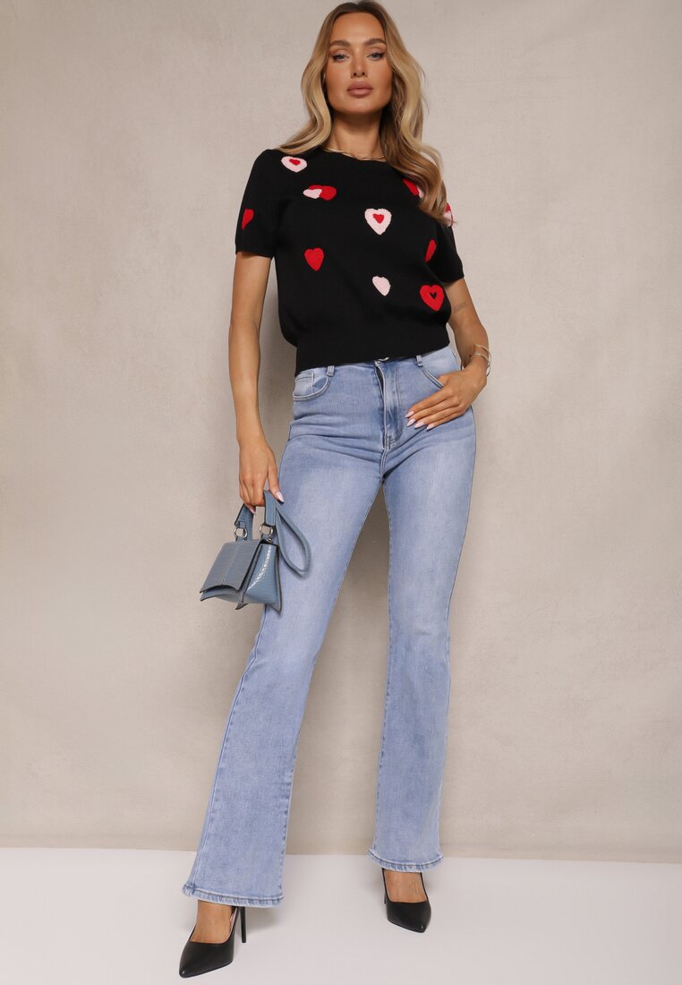 Niebieskie Jeansy o Kroju Flare Regular Veltia