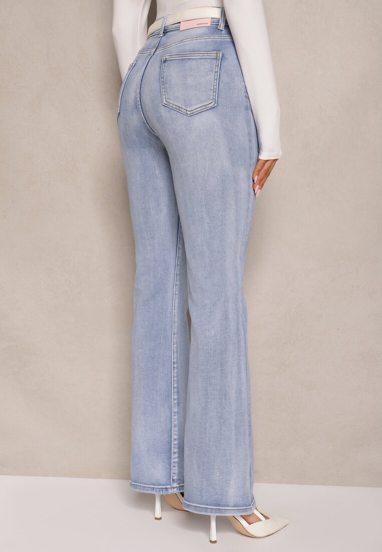 Niebieskie Jeansy Dzwony High Waist Zeltia