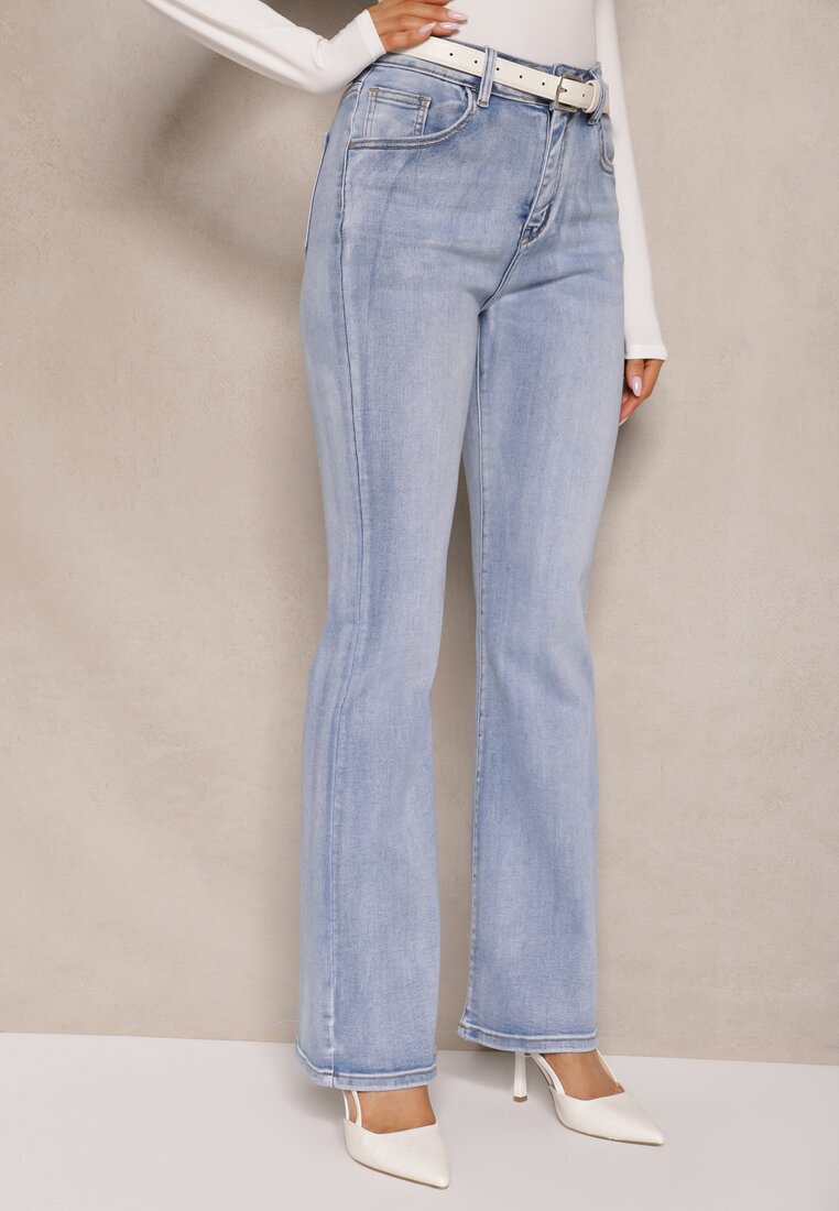 Niebieskie Jeansy Dzwony High Waist Zeltia