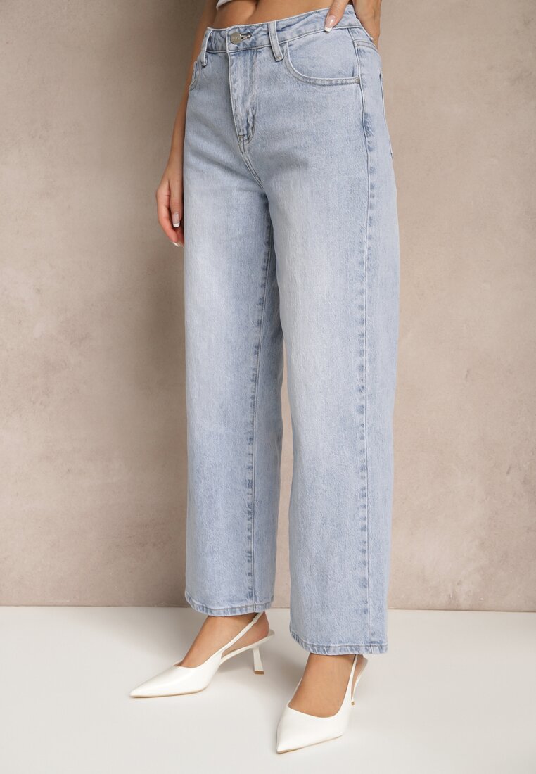 Niebieskie Jeansy o Szerokim Fasonie z Bawełny Aflinana