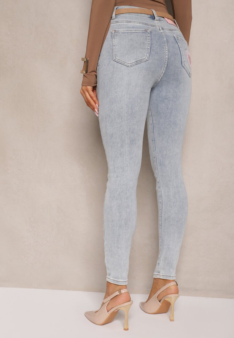 Niebieskie Jeansy z Bawełną Skinny High Waist Marino