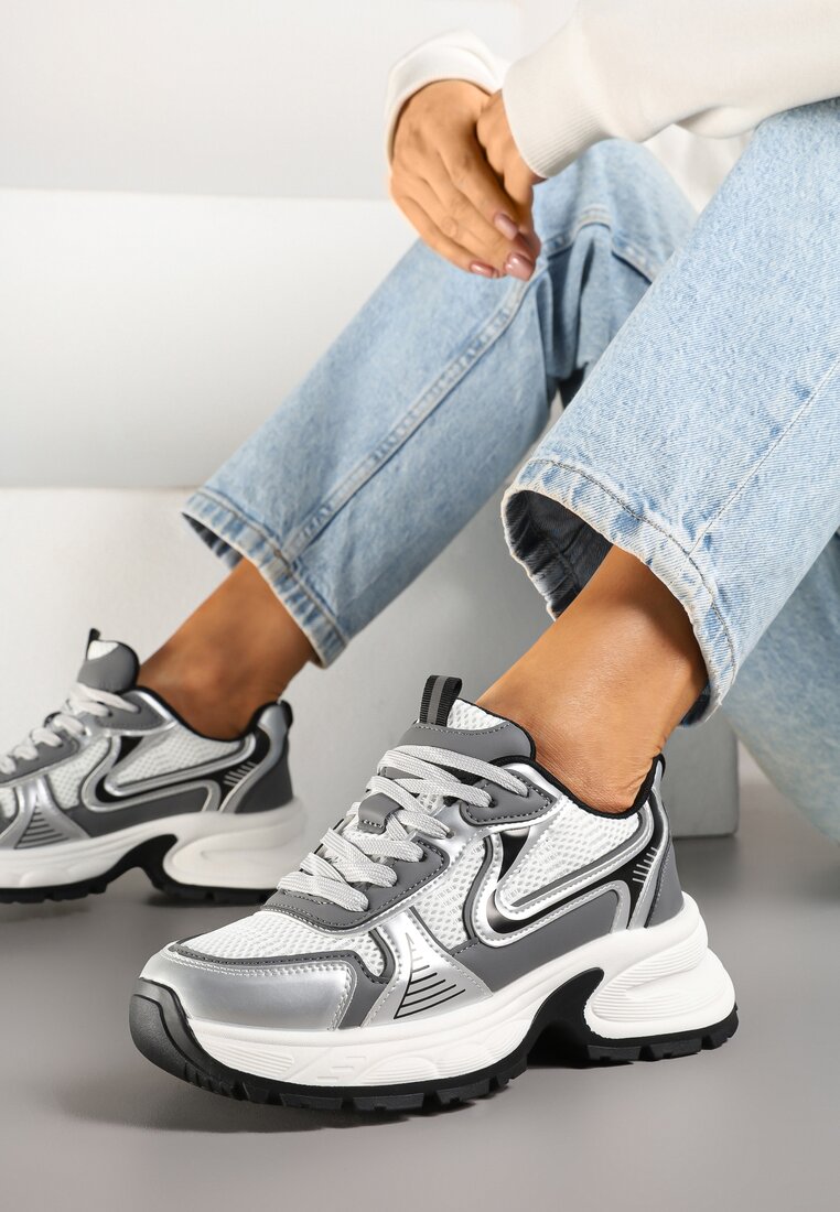 Sneakers Parinella Alb cu argintiu