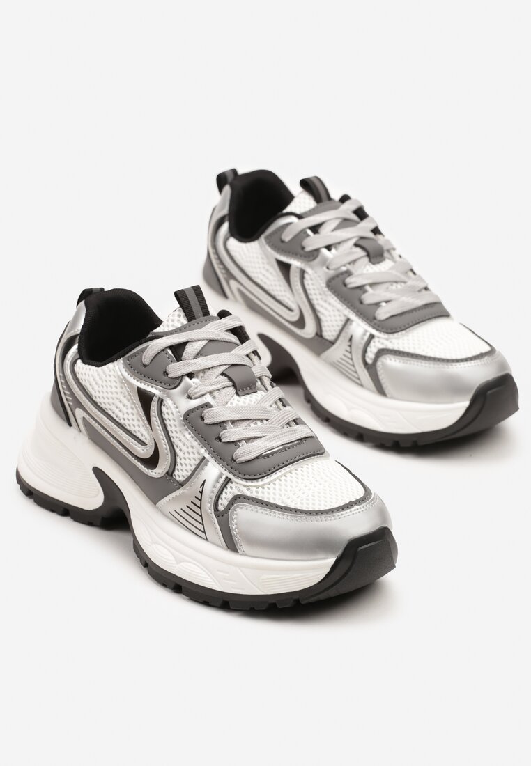 Sneakers Parinella Alb cu argintiu
