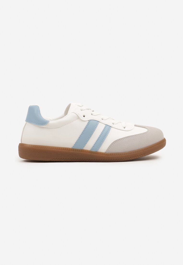 Biało-Niebieskie Sneakersy z Dwoma Paskami na Cholewce przed Kostkę Ulirana