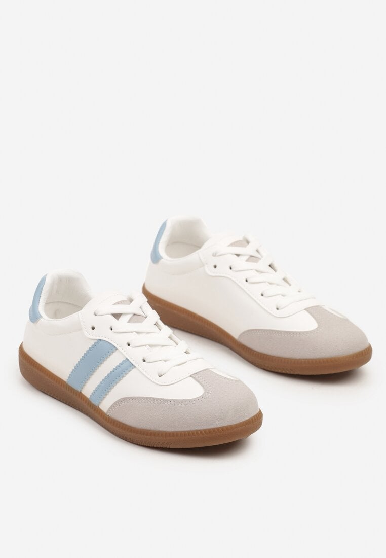 Biało-Niebieskie Sneakersy z Dwoma Paskami na Cholewce przed Kostkę Ulirana