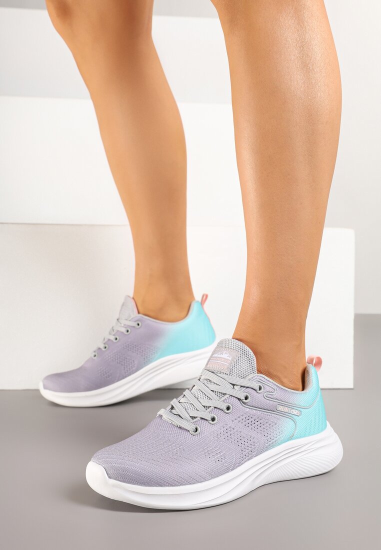 Pantofi sport Elanielia Gri cu verde mentă