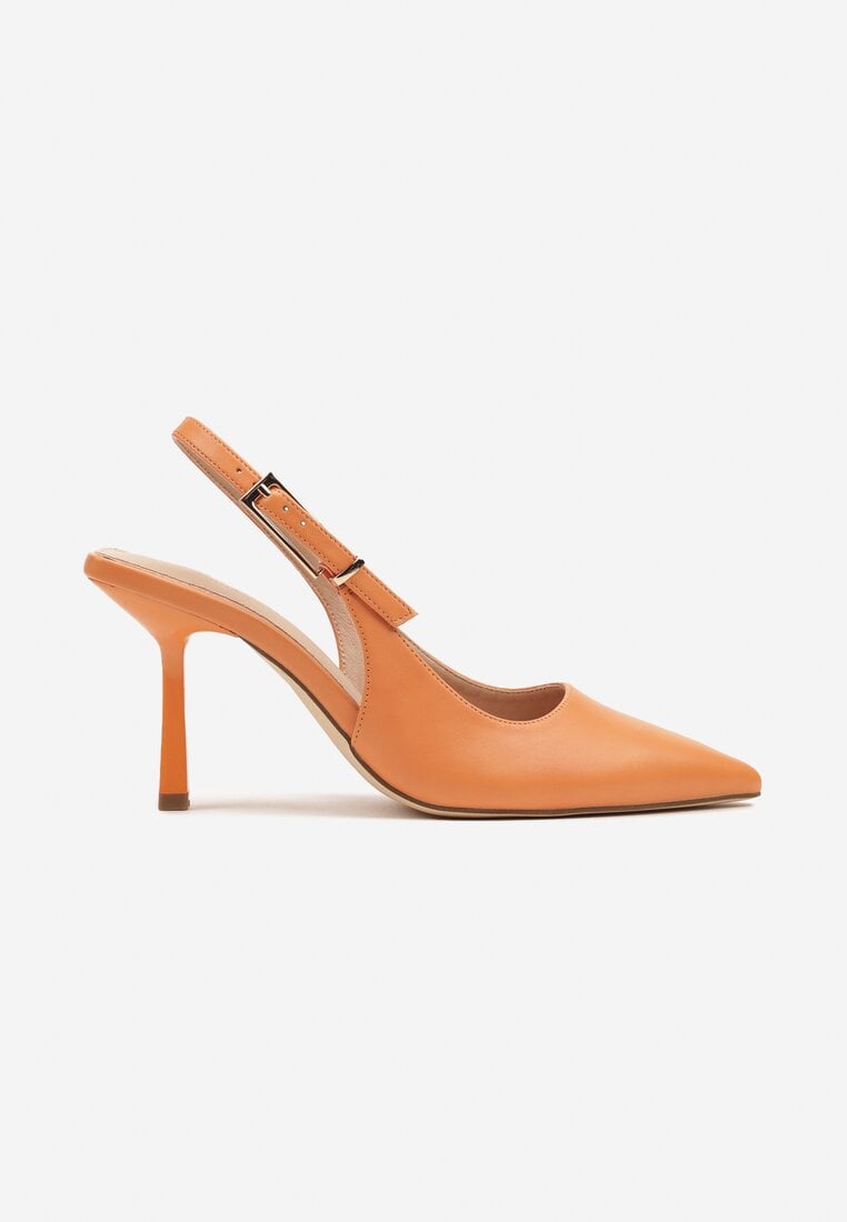 Pomarańczowe Sandały Szpilki Typu Slingback Elanista
