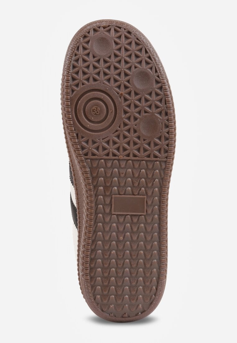 Beżowo-Czarne Sneakersy Sportowe VICES z Ozdobnymi Paskami i Przeszyciami Wenilan