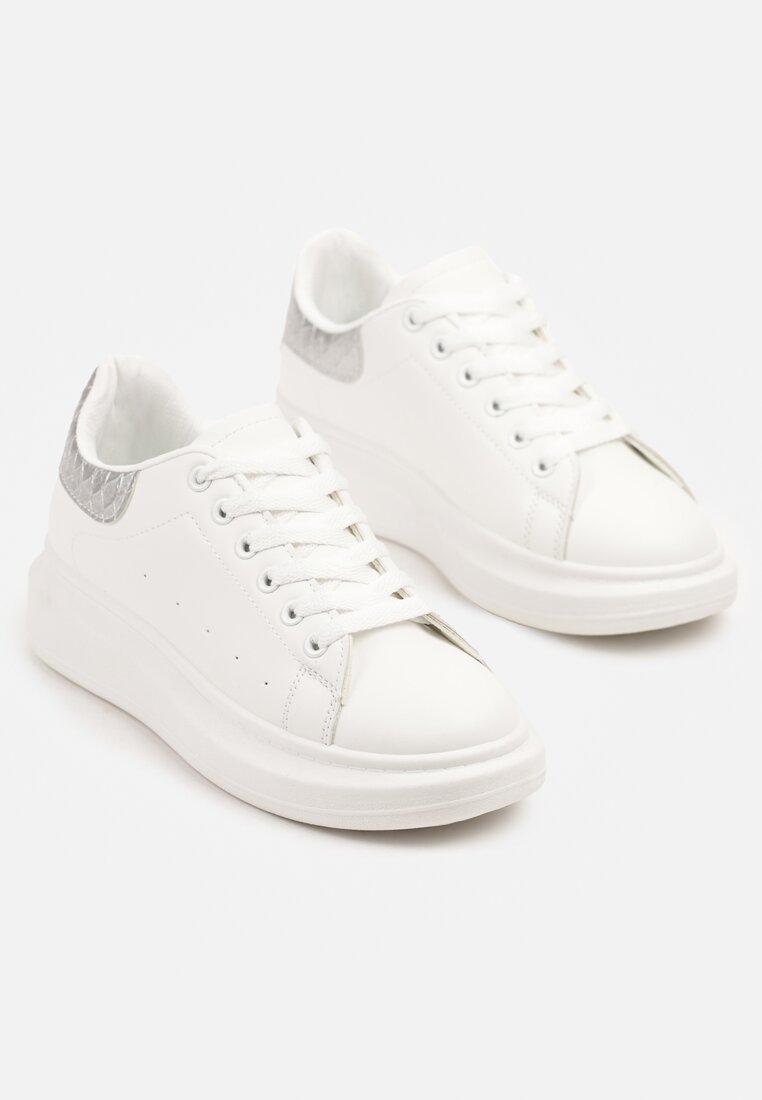 Sneakers Elanireth Alb cu argintiu