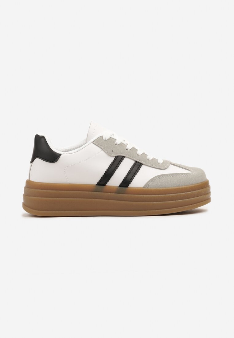 Biało-Czarne Sneakersy w Stylu Tenisówki z Paskami Hirnelia