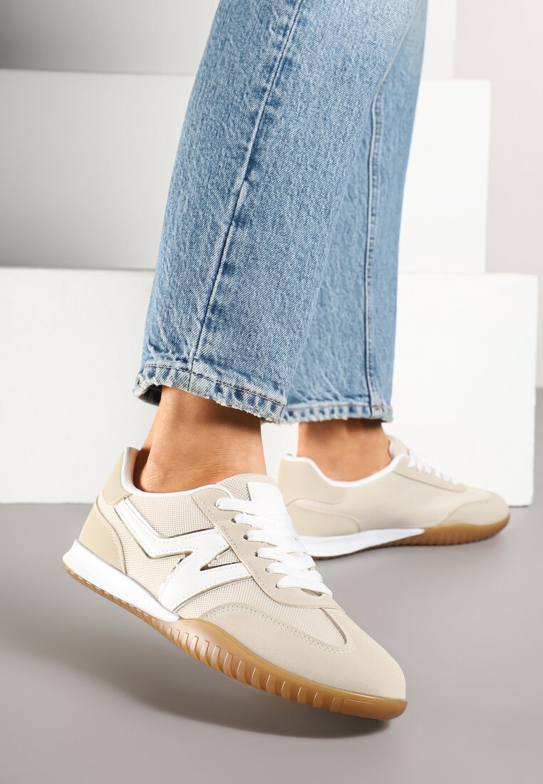 Beżowe Sneakersy Klasyczne Tenisówki Istia
