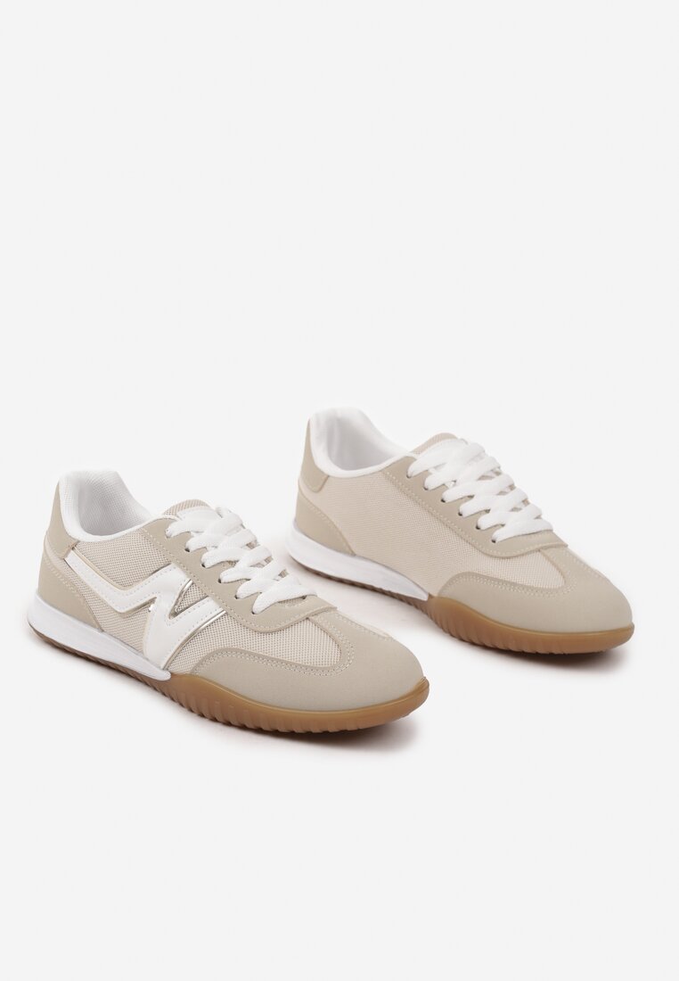 Beżowe Sneakersy Klasyczne Tenisówki Istia