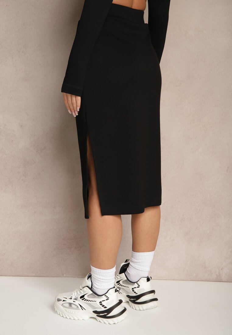 Czarna Ołówkowa Spódnica High Waist Velzia