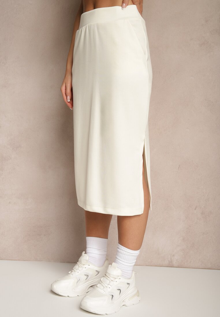 Biała Ołówkowa Spódnica High Waist Velzia