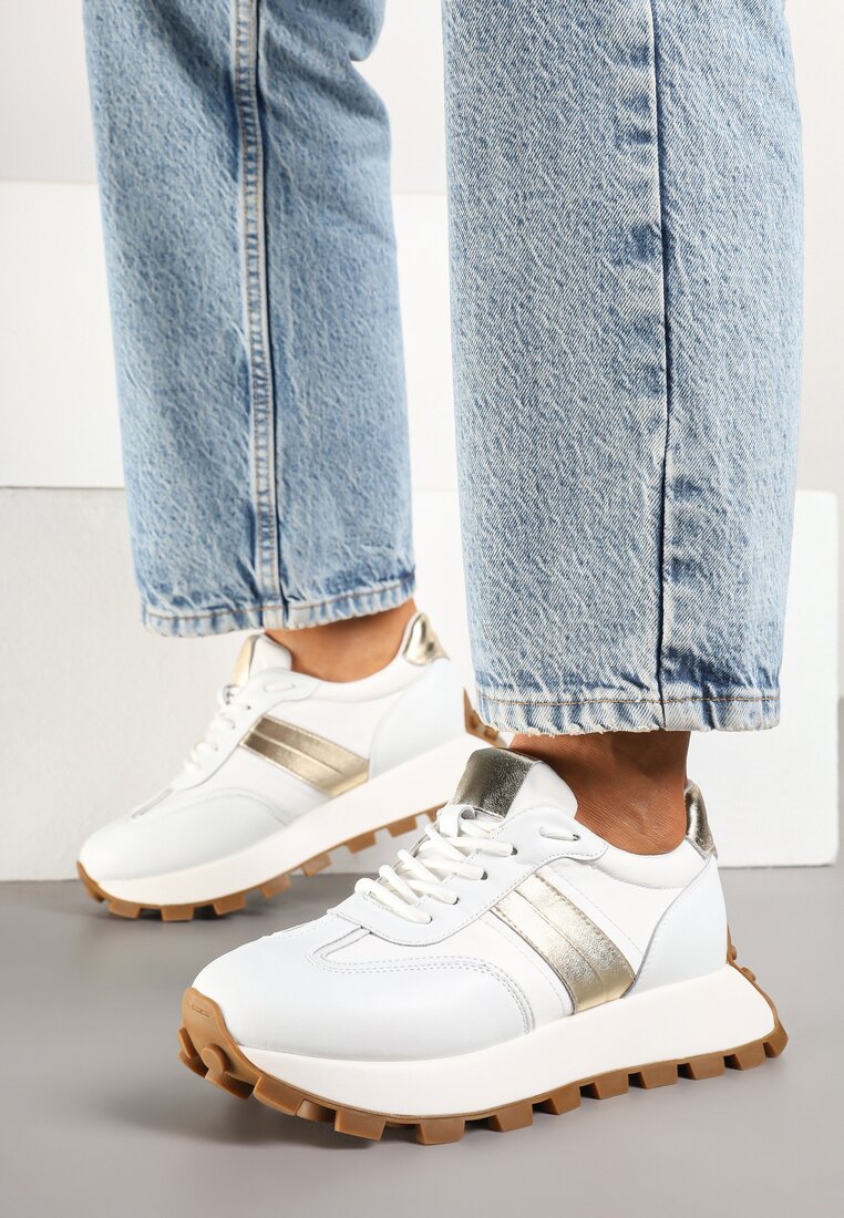 Sneakers Efalorena Alb cu auriu
