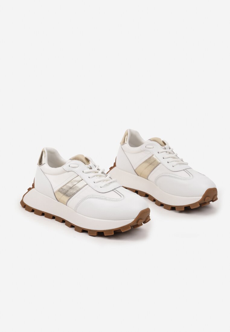 Sneakers Efalorena Alb cu auriu