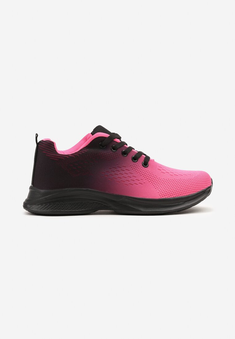 Czarno-Różowe Buty Sportowe Sneakersy z Miękką Cholewką w Stylu Ombre Alisaria