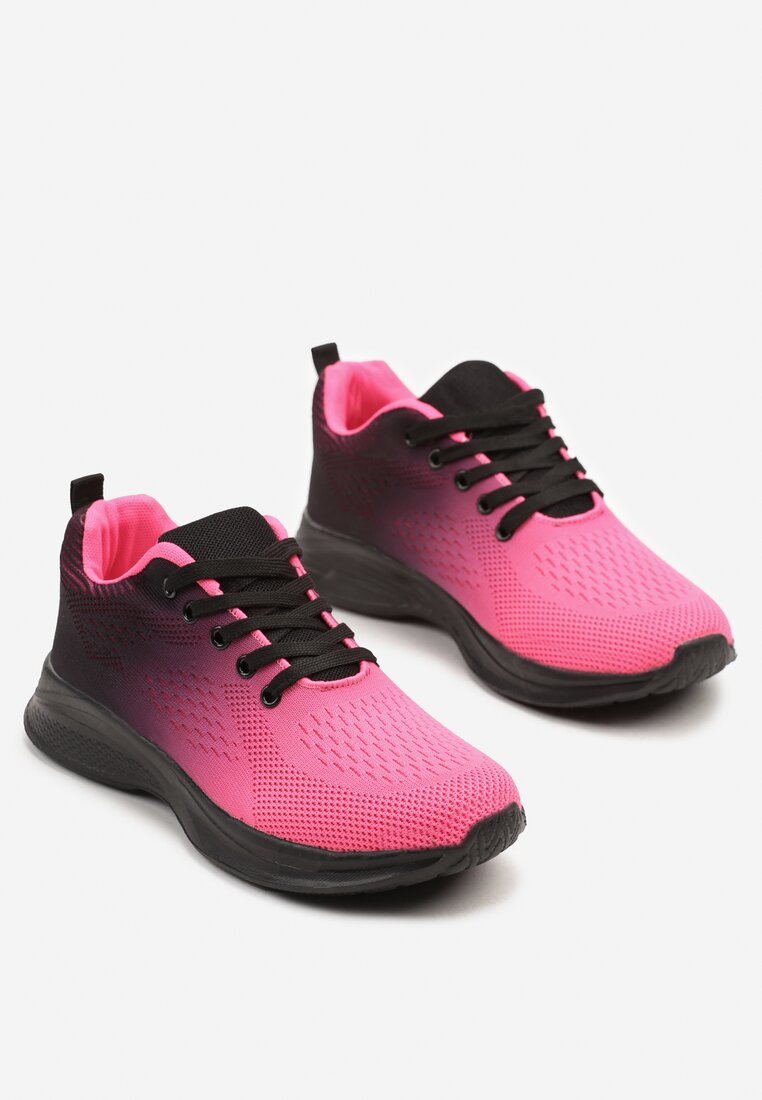Czarno-Różowe Buty Sportowe Sneakersy z Miękką Cholewką w Stylu Ombre Alisaria