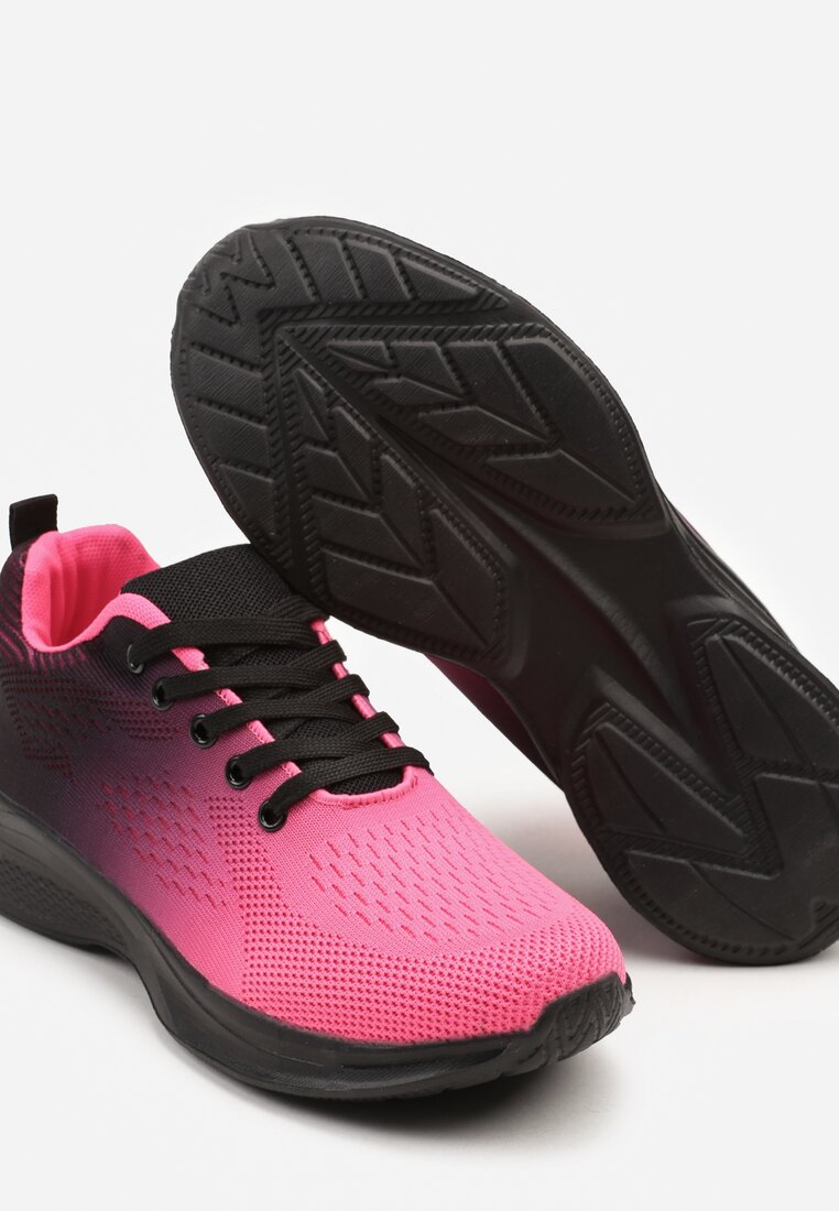 Czarno-Różowe Buty Sportowe Sneakersy z Miękką Cholewką w Stylu Ombre Alisaria