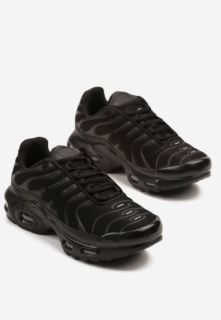 Czarne Buty Sportowe Sneakersy z Geometrycznym Tłoczeniem Vulinea