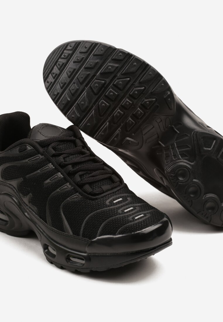 Czarne Buty Sportowe Sneakersy z Geometrycznym Tłoczeniem Vulinea