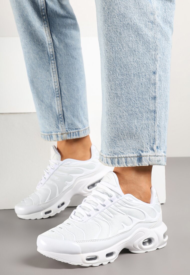 Białe Buty Sportowe Sneakersy z Geometrycznym Tłoczeniem Vulinea