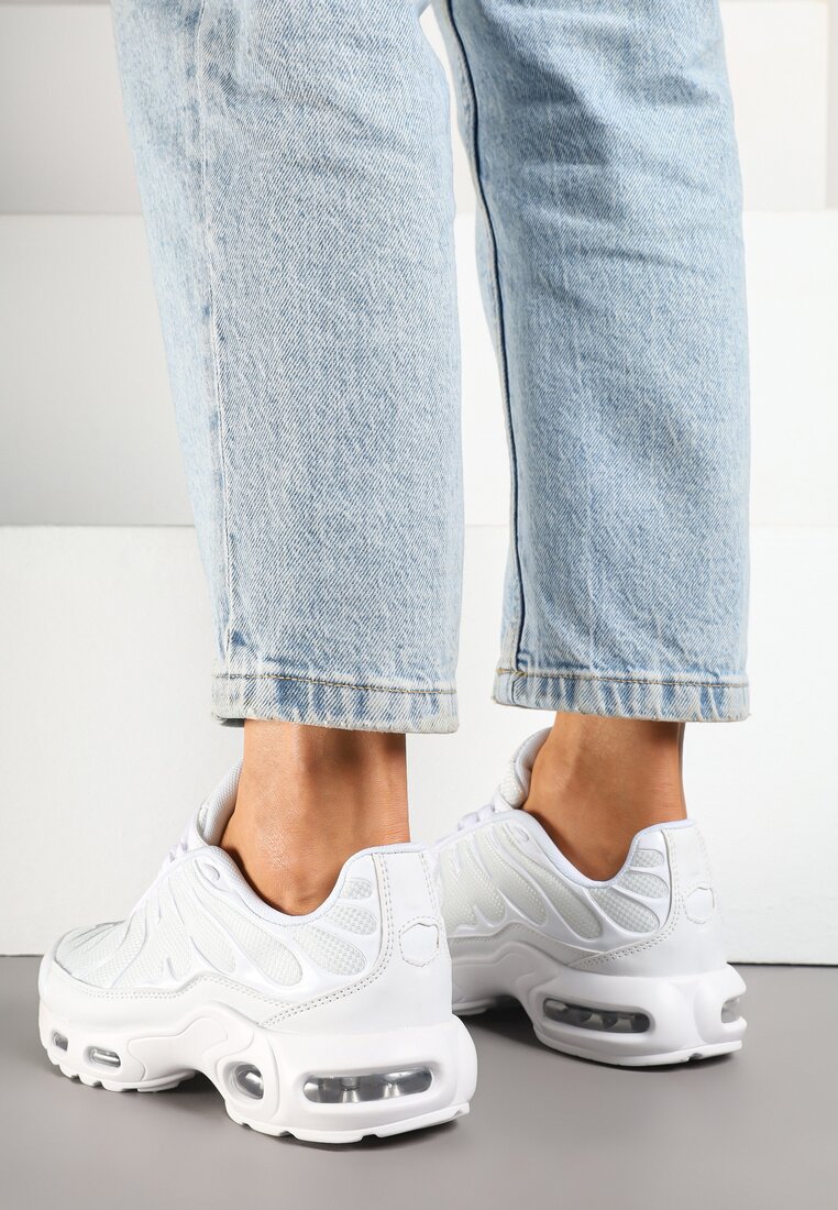 Białe Buty Sportowe Sneakersy z Geometrycznym Tłoczeniem Vulinea