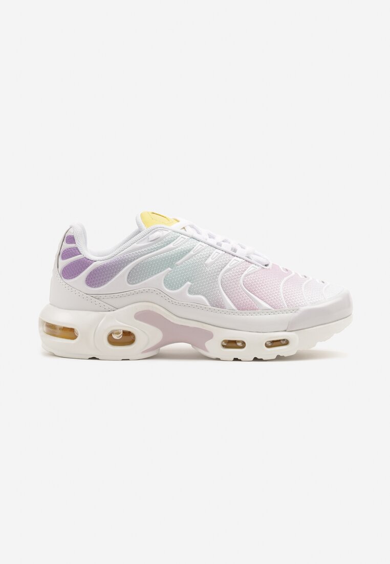 Biało-Fioletowe Buty Sportowe Sneakersy z Geometrycznym Tłoczeniem Vulinea