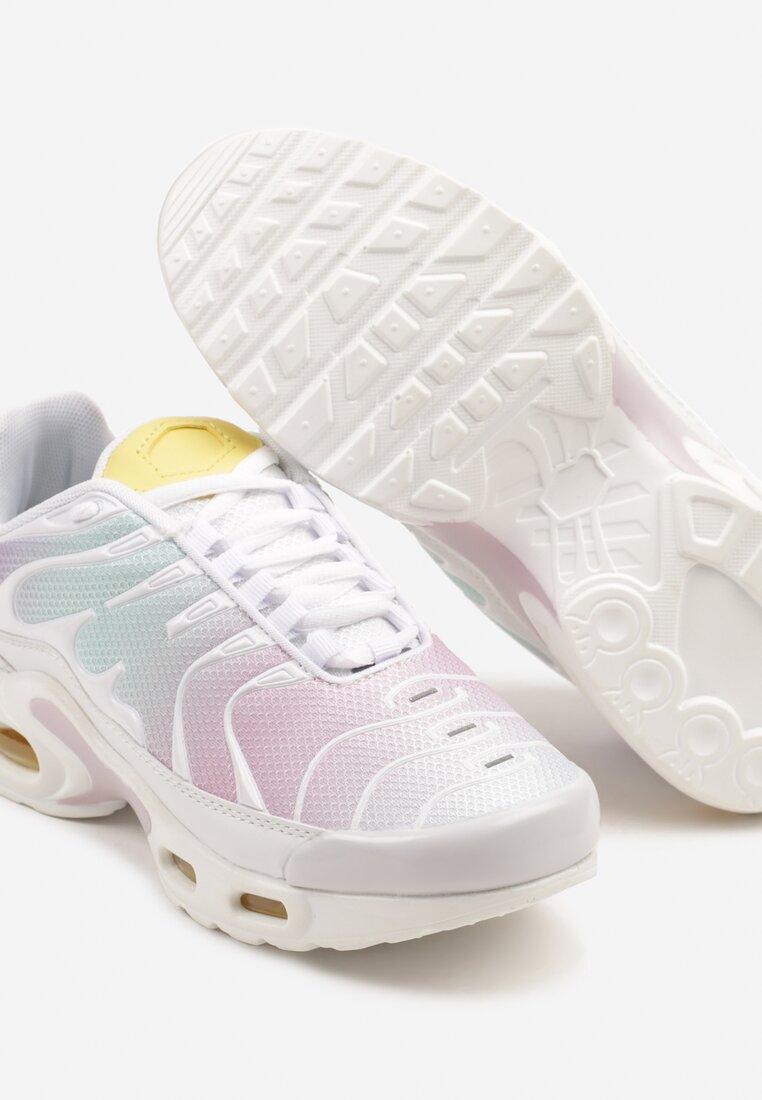 Biało-Fioletowe Buty Sportowe Sneakersy z Geometrycznym Tłoczeniem Vulinea