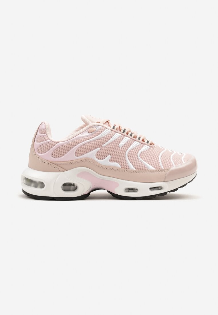Jasnoróżowe Buty Sportowe Sneakersy z Geometrycznym Tłoczeniem Vulinea