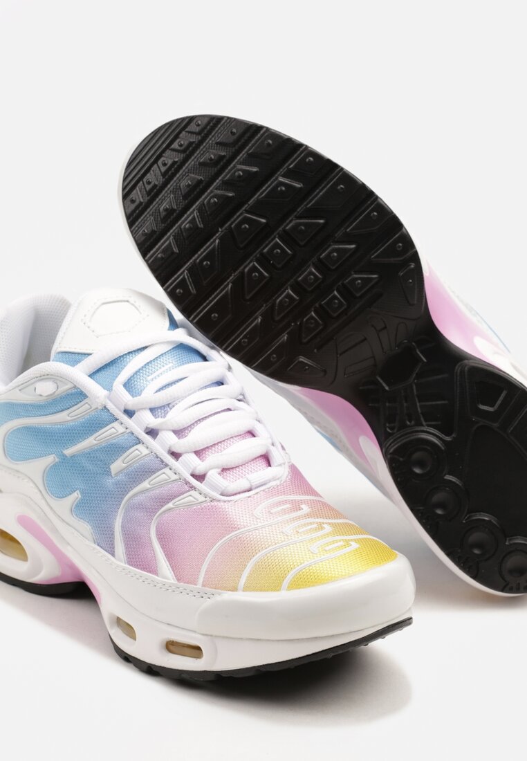 Biało-Niebieskie Buty Sportowe Sneakersy z Geometrycznym Tłoczeniem Vulinea