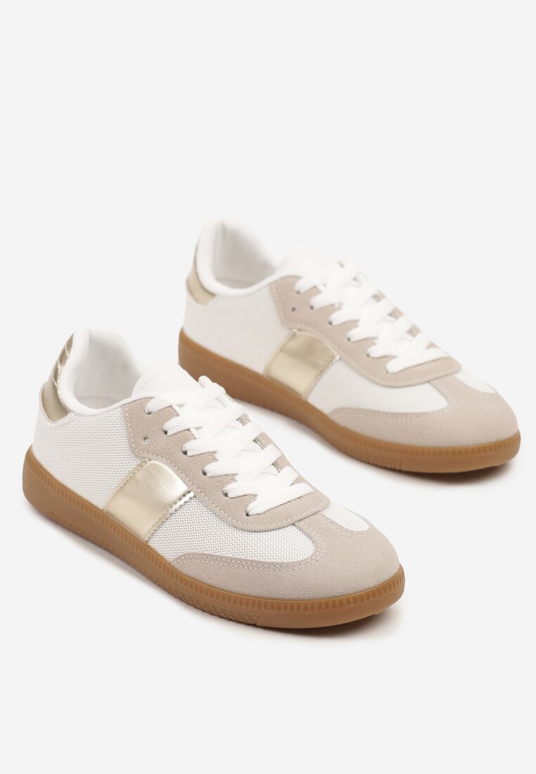 Biało-Złote Sneakersy Tenisówki w Kultowym Stylu Neolithaen
