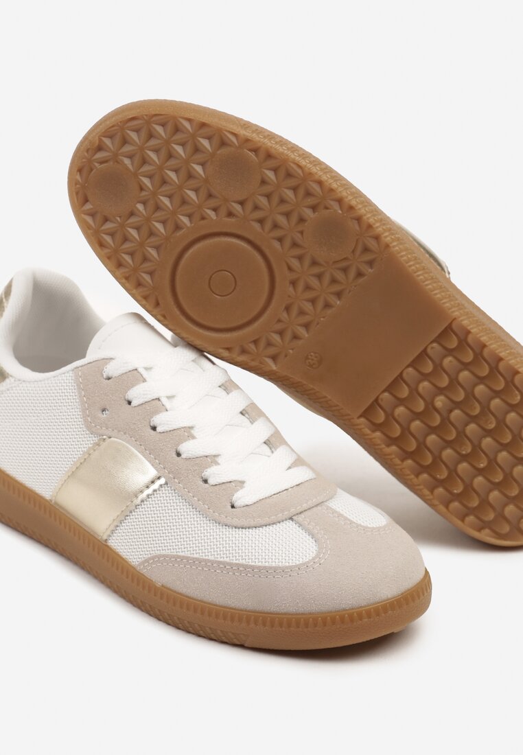 Biało-Złote Sneakersy Tenisówki w Kultowym Stylu Neolithaen