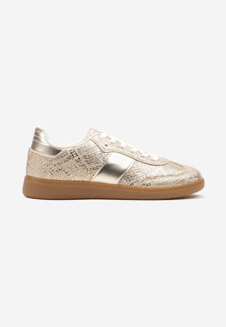 Złote Wężowe Sneakersy Tenisówki w Kultowym Stylu Neolithaen