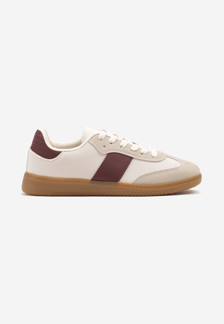 Beżowo-Bordowe Sneakersy Tenisówki w Kultowym Stylu Neolithaen