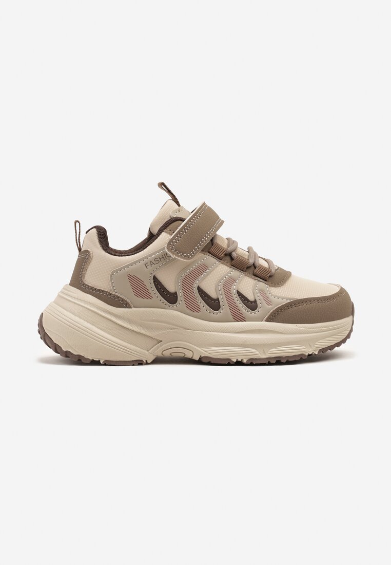 Brązowe Buty Sportowe Sneakersy Ozdobione Geometrycznym Motywem Sovriti