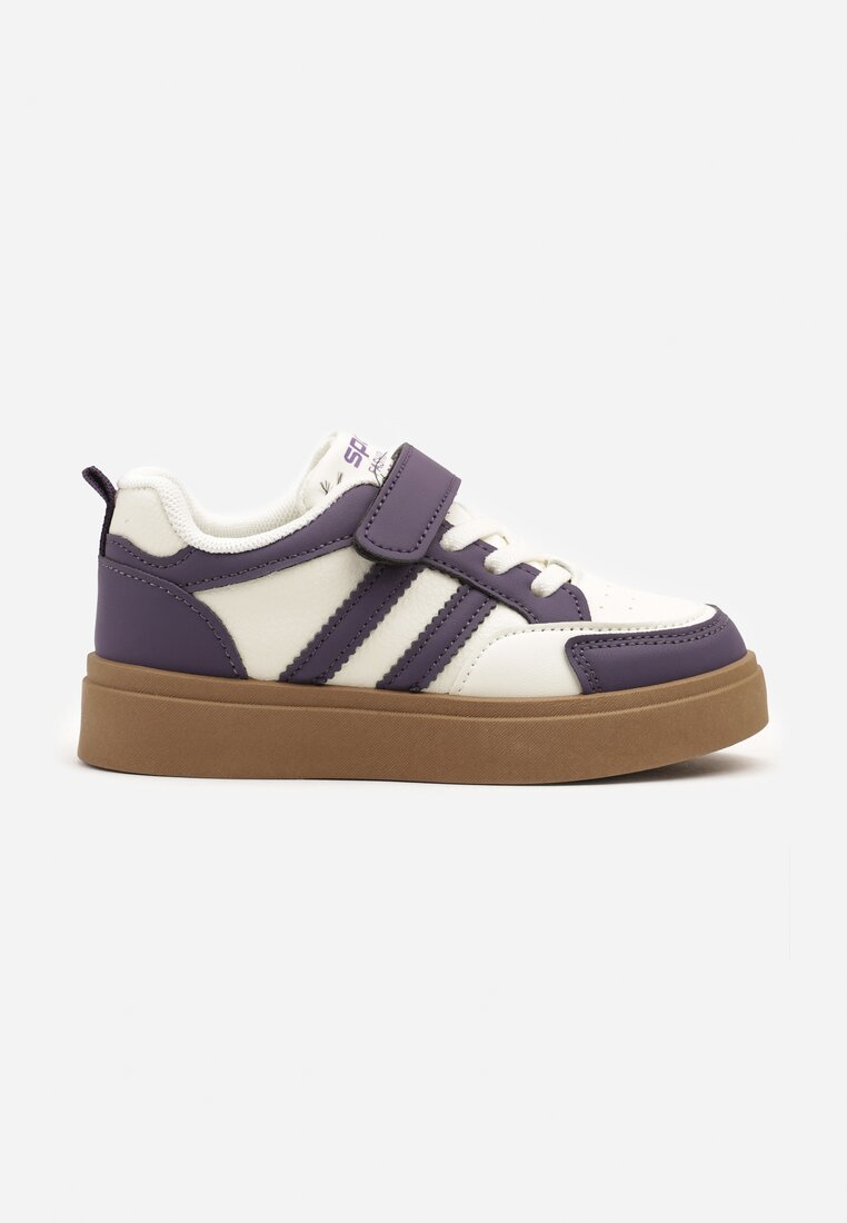 Biało-Fioletowe Buty Sportowe Sneakersy z Geometrycznym Wzorem Erriti
