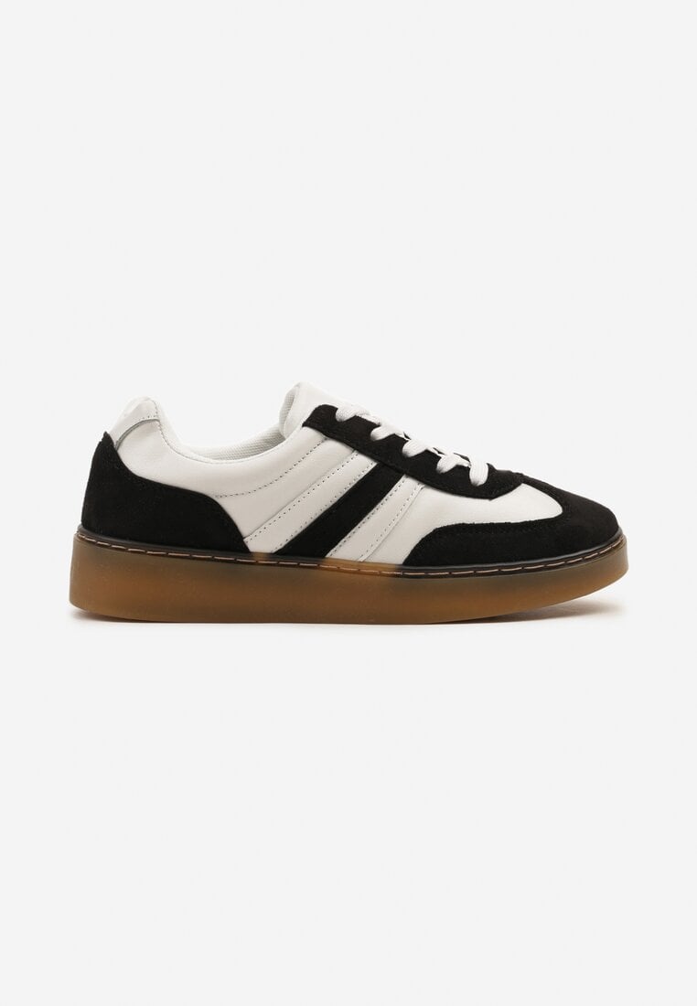 Czarno-Białe Sneakersy Tenisówki na Kauczukowej Podeszwie Zalienne