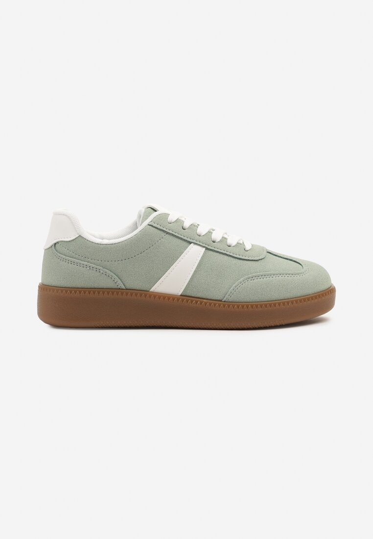 Jasnozielone Sneakersy w Stylu Kultowych Tenisówek Gillifia