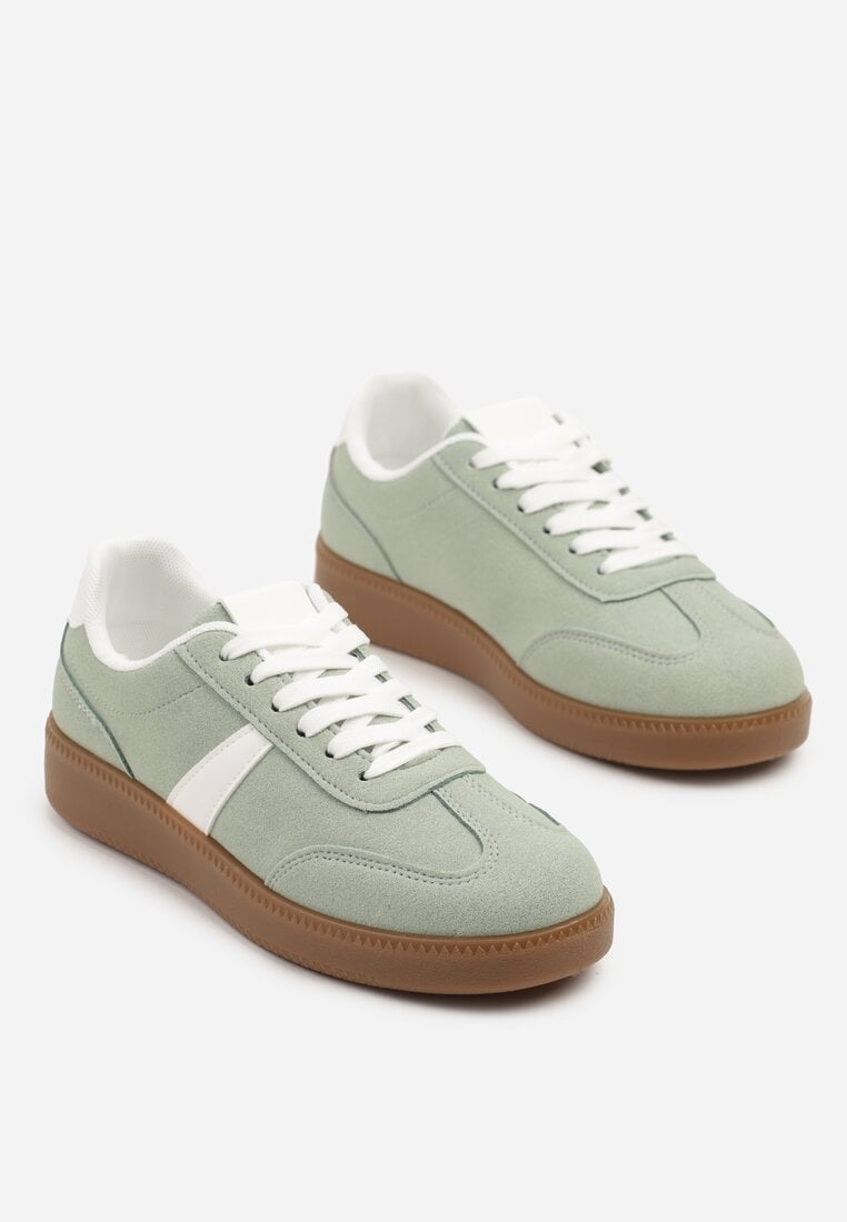 Jasnozielone Sneakersy w Stylu Kultowych Tenisówek Gillifia