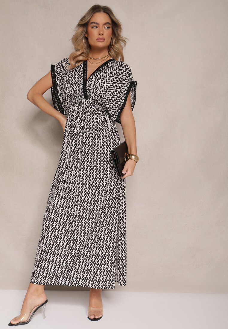 Rochie Lanadria Neagră cu alb