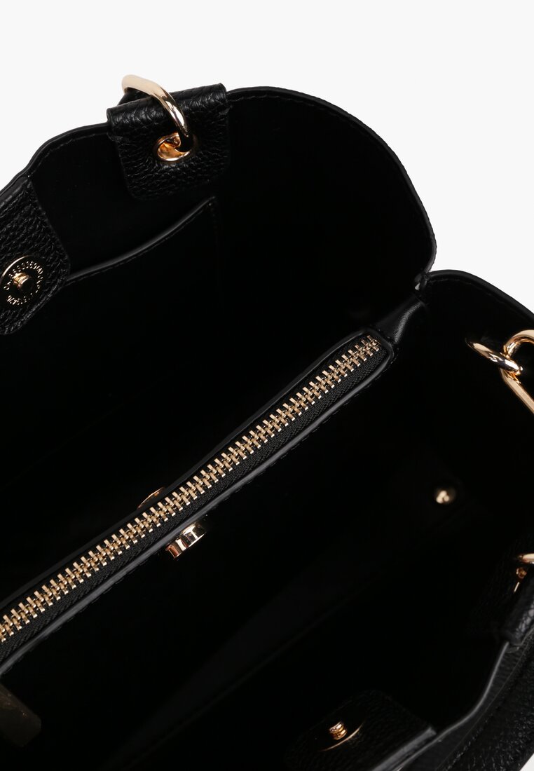 Czarno-Biała Dwukomorowa Torebka z Bawełną w Stylu Shopper z Rączkami Lalessi