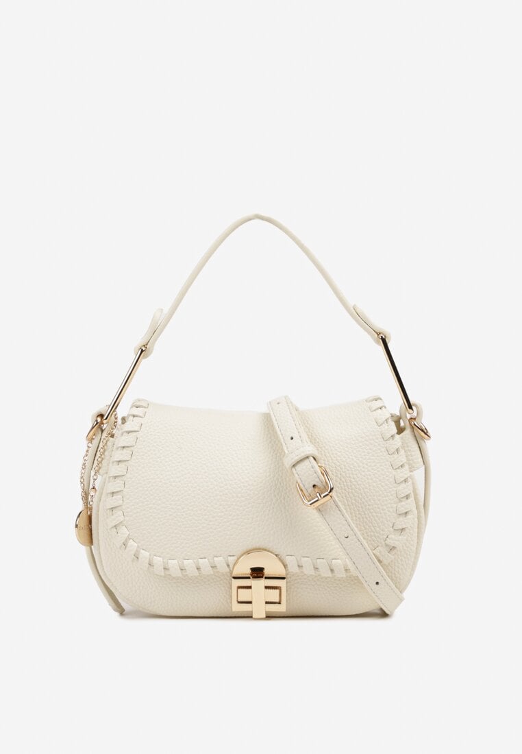 Beżowa Torebka Typu Bagietka z Dołączonym Paskiem Crossbody Nanoria