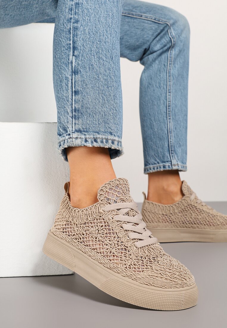 Sneakers Nanessia Bej închis