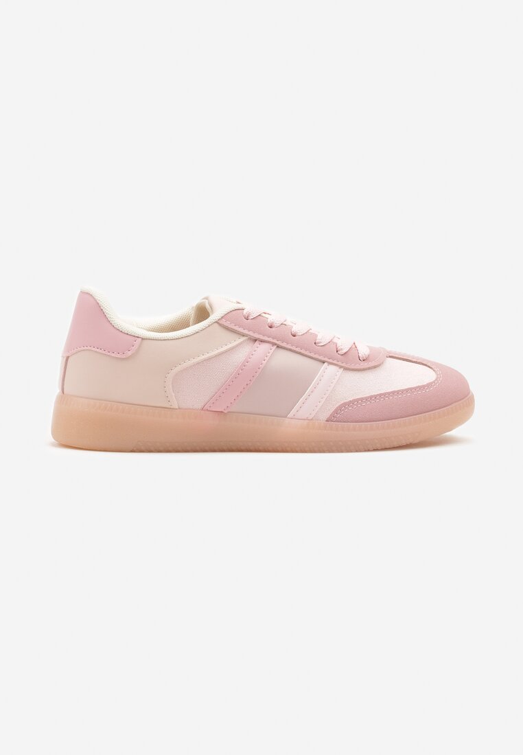 Różowe Sneakersy Sportowe przed Kostkę z Ozdobnymi Paskami Zonevia