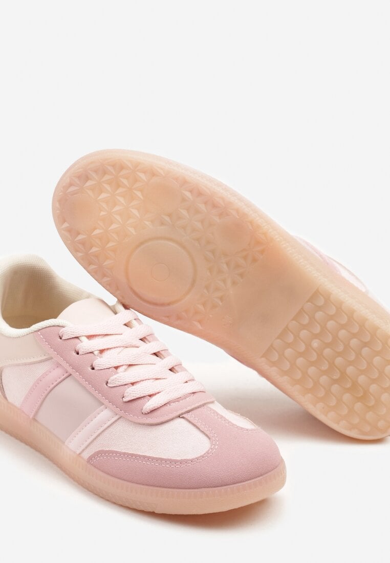 Różowe Sneakersy Sportowe przed Kostkę z Ozdobnymi Paskami Zonevia